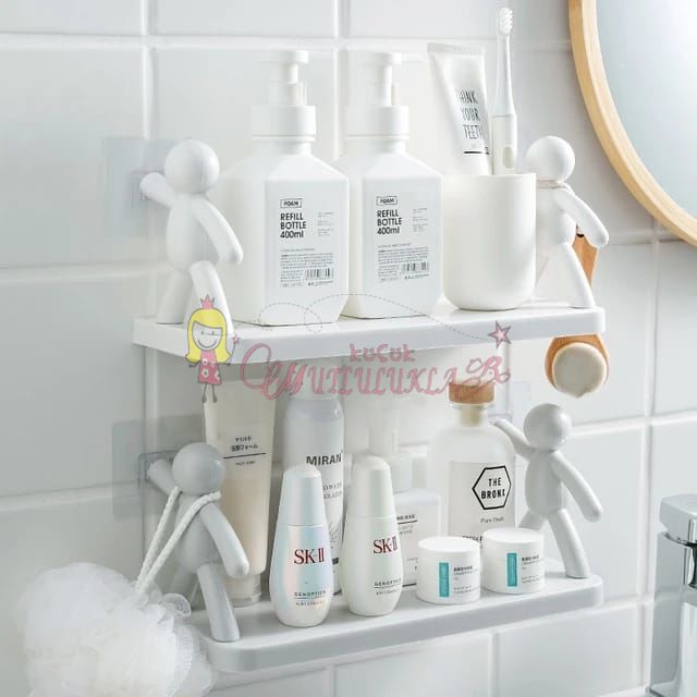 Küçük adam bebek tasarım pratik kozmetik duvara monte organizatör