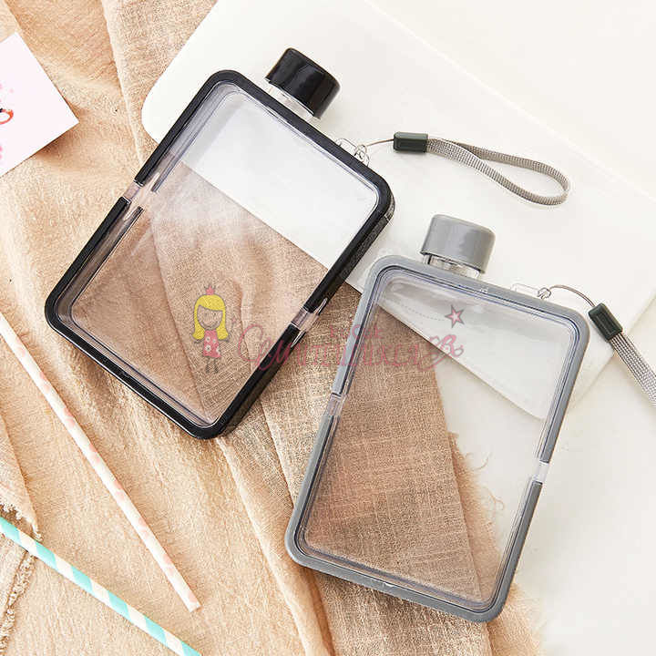 Tablet Matara  Şeffaf Motivasyonel Stickerlı Çerçeveli A5 Şeklinde Su Matarası