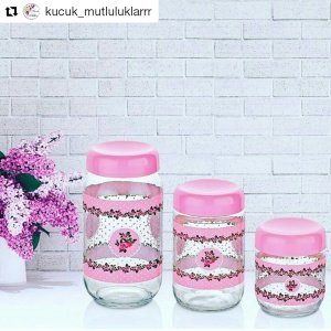 3LÜ GÜL DESENLİ KAVANOZ SET