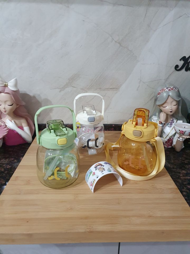 Sevimli Şeffaf 1100ML Su Şişesi Motivasyon Yetişkin İçme Su Şişesi