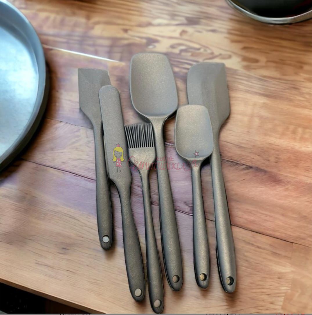 6lı Takım Yanmaz Yapışmaz Mutfak Pasta Slikon Yumurta Fırçası Kaşık Bıçak Spatula Seti