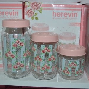 3LÜ KAVANOZ SET ÇİÇEK DESEN