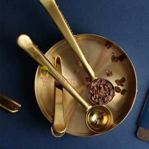 Paslanmaz Çelik Klipsli Ölçü Kaşığı (Gold)