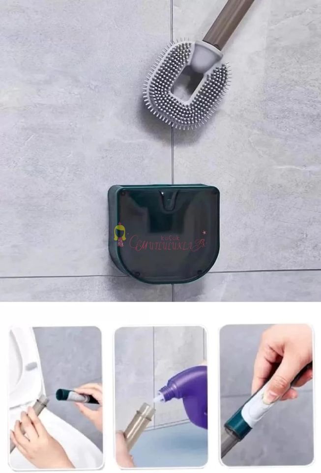 Pratik Doldurulabilir Deterjan Hazneli Bükülebilir Silikon Tuvalet Fırçası