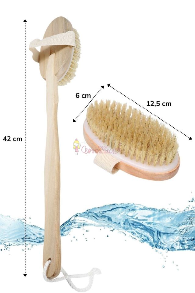 Banyo Sırt Fırçası Uzun Ahşap Saplı