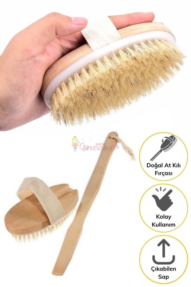 Banyo Sırt Fırçası Uzun Ahşap Saplı
