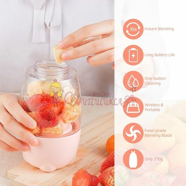 Tavşan Model Taşınabilir USB Şarj Edilebilir Meyve Blender Mikser