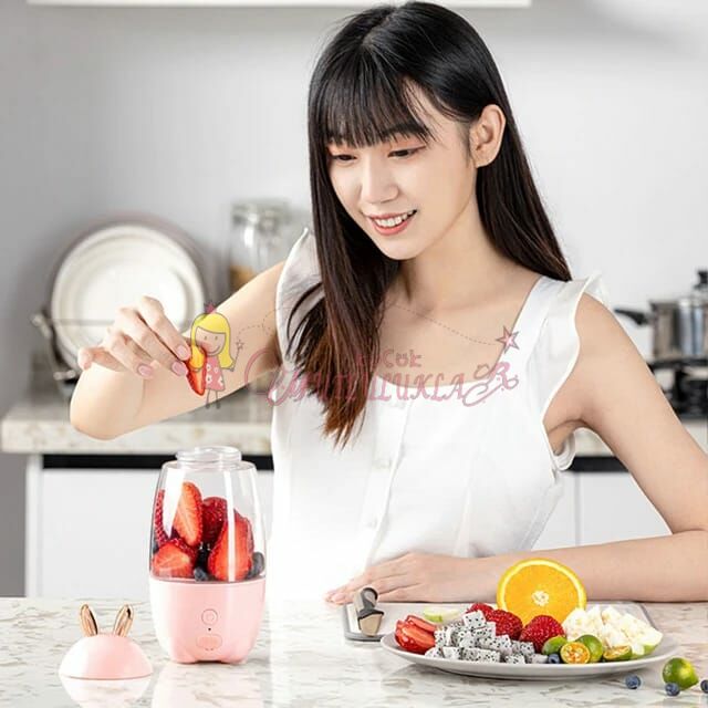 Tavşan Model Taşınabilir USB Şarj Edilebilir Meyve Blender Mikser