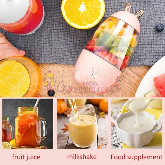 Tavşan Model Taşınabilir USB Şarj Edilebilir Meyve Blender Mikser