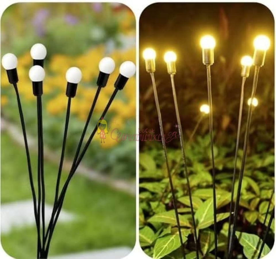Güneş Enerjili Beyaz / SARI Bahçe Aydınlatma 6 Led'li Şık Dekoratif Solar Bahçe Lambası