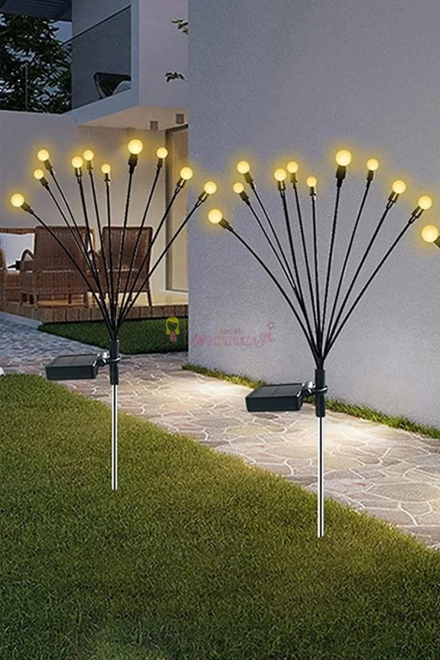 Güneş Enerjili Beyaz / SARI Bahçe Aydınlatma 6 Led'li Şık Dekoratif Solar Bahçe Lambası