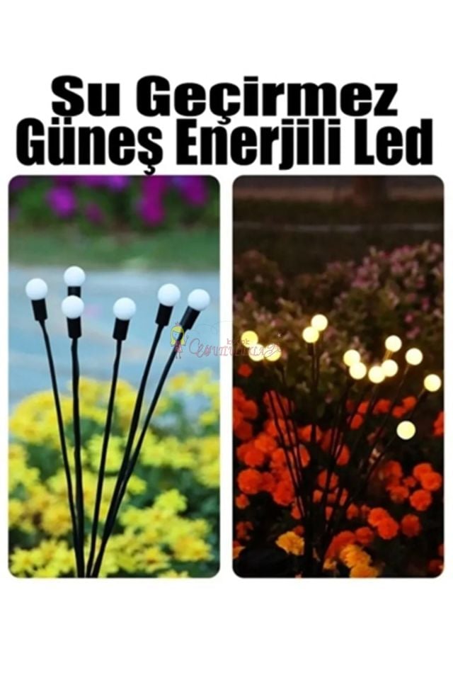 Güneş Enerjili Beyaz / SARI Bahçe Aydınlatma 6 Led'li Şık Dekoratif Solar Bahçe Lambası