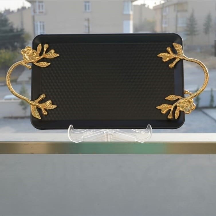 SİYAH GOLD DETAY TEPSİ