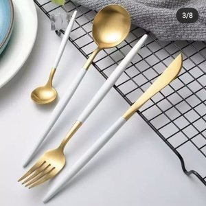 PİNK&MORE 36 PARÇA MAT ALTIN ÇATAL BIÇAK SETİ