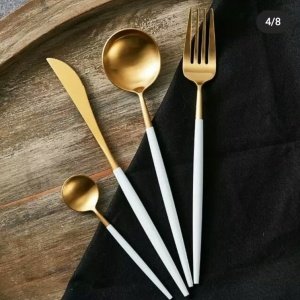 PİNK&MORE 36 PARÇA MAT ALTIN ÇATAL BIÇAK SETİ