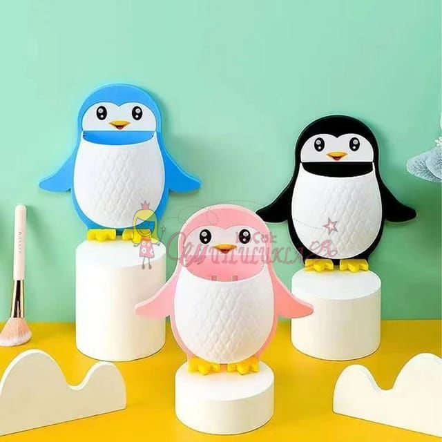 Penguen Tasarımlı Diş Fırça Macun Kutusu Yapışkanlı Çok Amaçlı Organizer