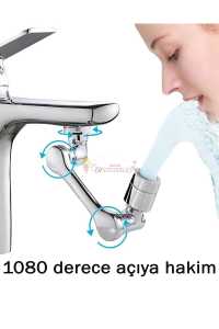 Musluk Başlığı 1080 Derece Dönebilen 2 Fonksiyonlu krom kaplama Musluk Ucu Filtresi