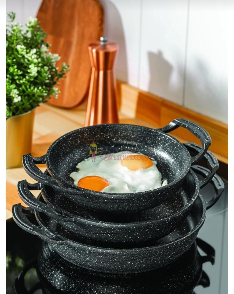 Döküm Sahan Seti 3'Lü 18-20-22 Cm Sahan