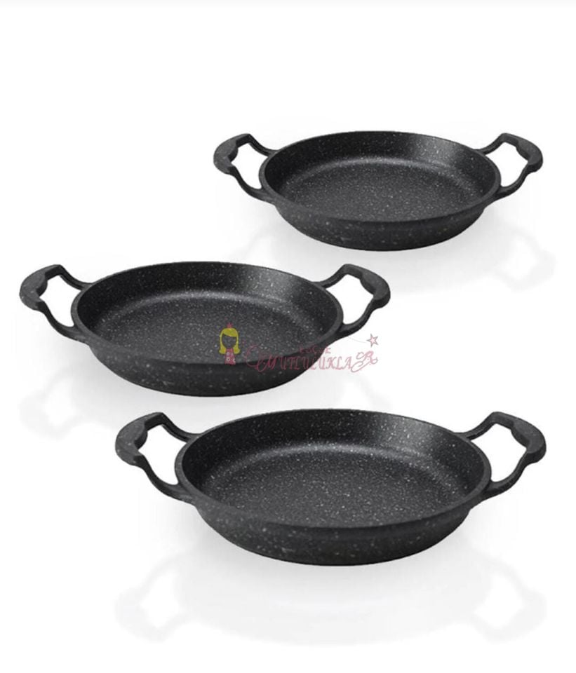 Döküm Sahan Seti 3'Lü 18-20-22 Cm Sahan