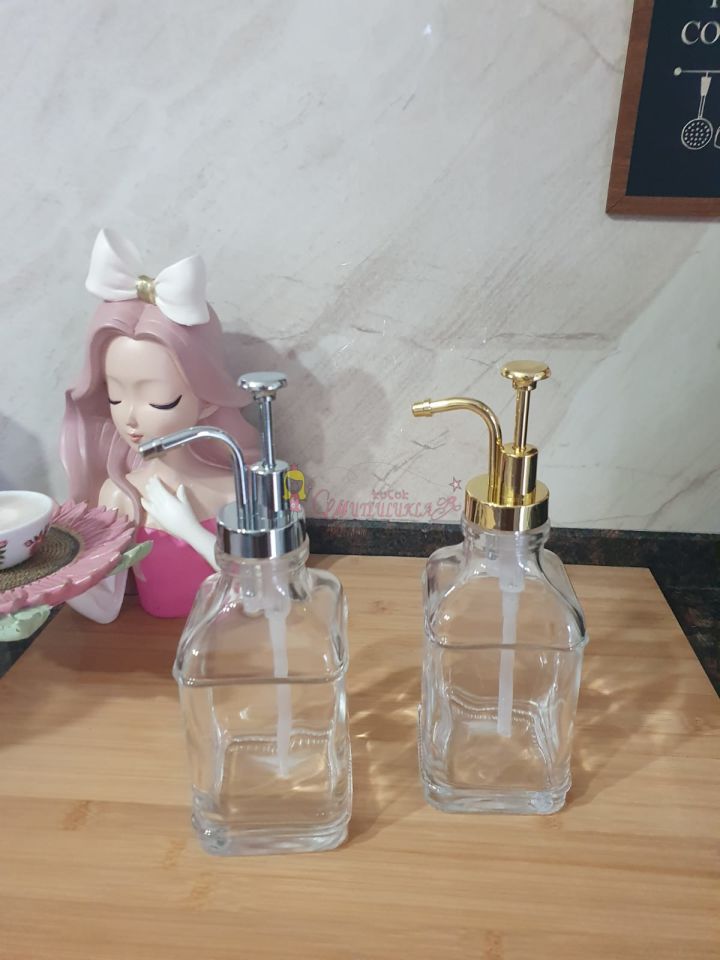 Damla 2 Li Kristal Cam, Yağlık ,Kahve Dağıtıcı Dispenser, Sabunluk,Losyon Gold / Gümüş 500 ml