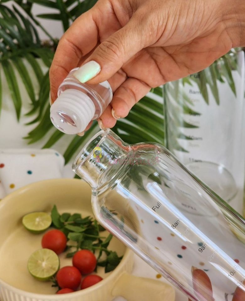 Sağlıklı Cam Su Şişesi 750ml Motivasyonlu Sızdırmaz Matara Suluk Borosilikat Cam
