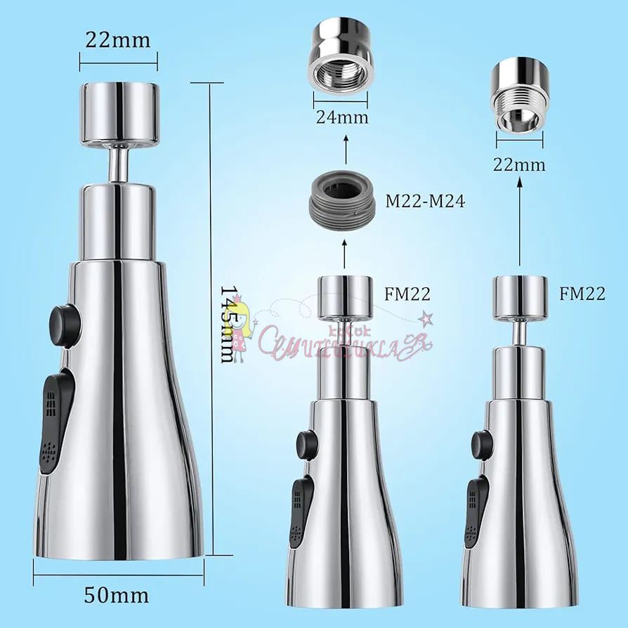 3 Fonksiyonlu Metalik Musluk Başlığı