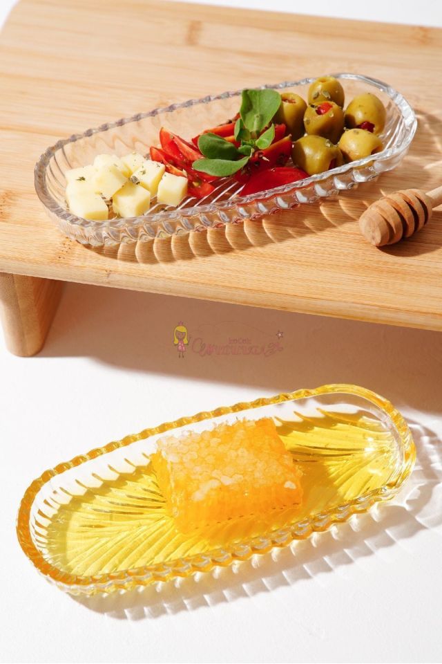 2li Küçük Cam Kayık Tabak