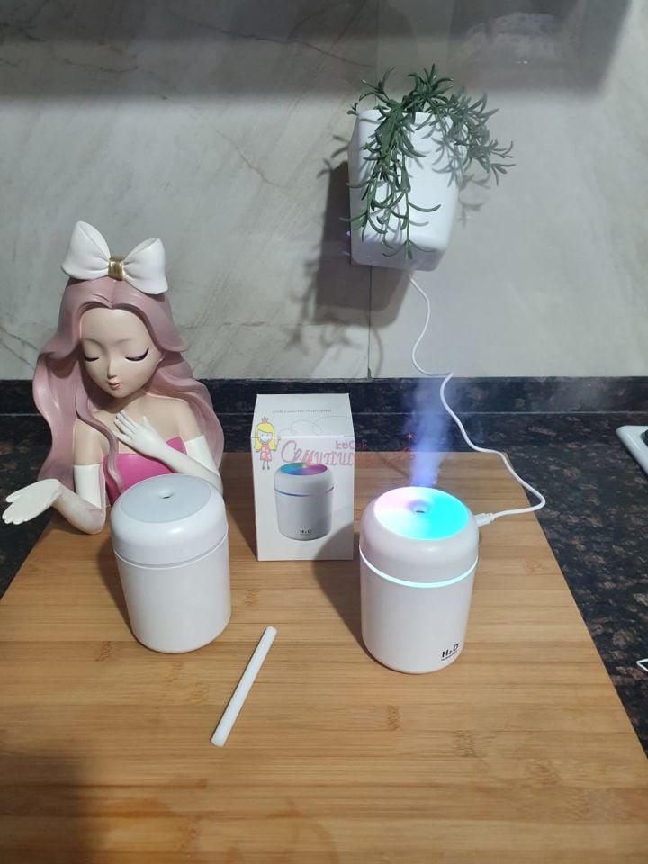 H2O Humidifier 300 ml Ulrasonik Hava Nemlendirici Buhar Makinesi ve Aroma Difüzörü