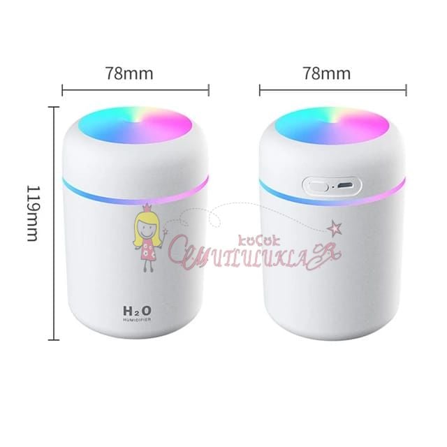 H2O Humidifier 300 ml Ulrasonik Hava Nemlendirici Buhar Makinesi ve Aroma Difüzörü