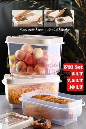 Soft Chef Multi Box 5+7,5+10 Lt 3lü Saklama Kabı Krem /Antrasit