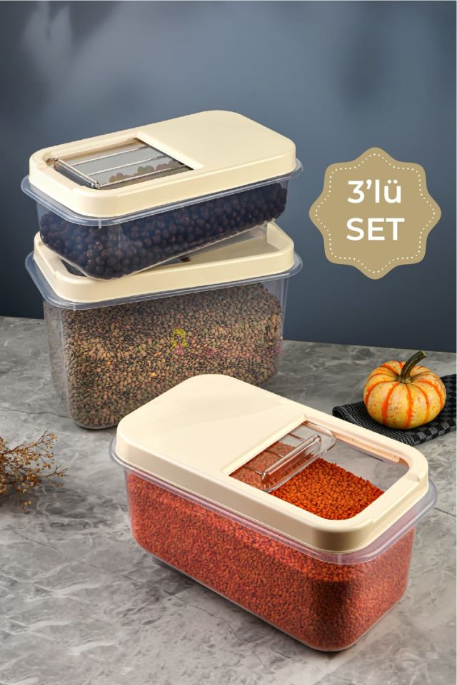 Soft Chef Multi Box 5+7,5+10 Lt 3lü Saklama Kabı Krem /Antrasit