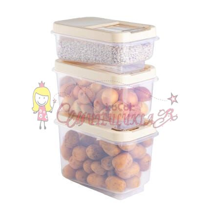 Soft Chef Multi Box 5+7,5+10 Lt 3lü Saklama Kabı Krem /Antrasit