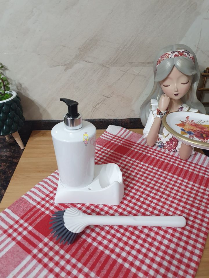 Armona Silikon Fırçalı Mutfak Banyo Sıvı Sabunluk Süngerlik Seti
