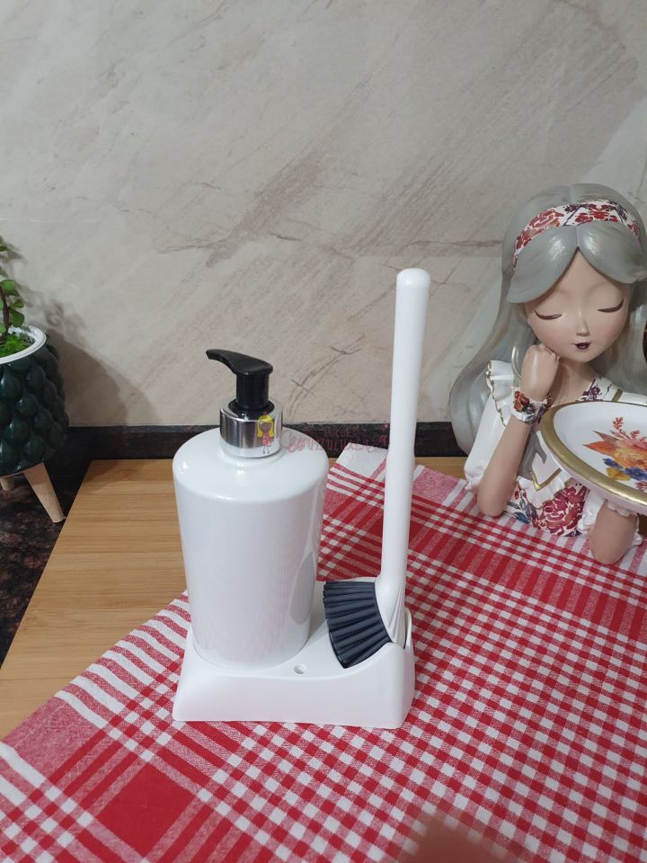 Armona Silikon Fırçalı Mutfak Banyo Sıvı Sabunluk Süngerlik Seti