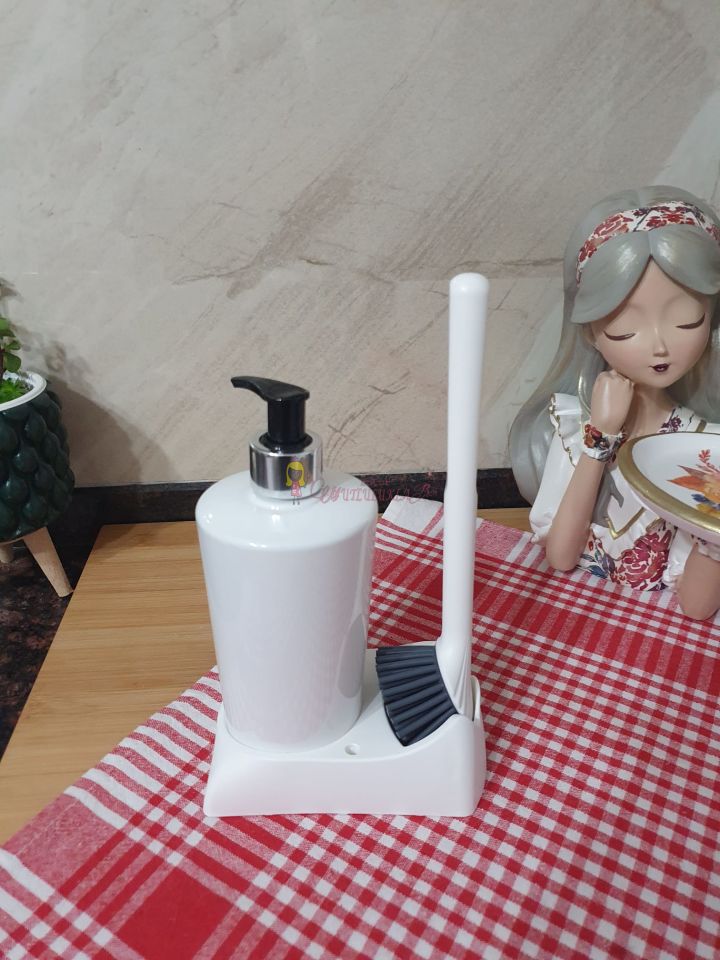 Armona Silikon Fırçalı Mutfak Banyo Sıvı Sabunluk Süngerlik Seti