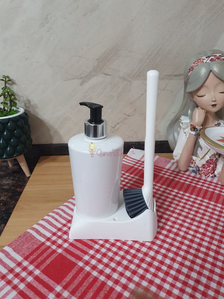 Armona Silikon Fırçalı Mutfak Banyo Sıvı Sabunluk Süngerlik Seti