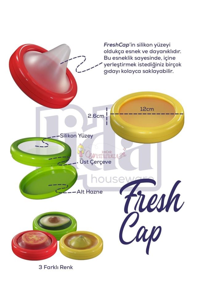 FreshCap Meyve Sebze Soğan Limon ve Domates Saklama Kabı Esnek ve Yeniden Kullanılabilir ( 3 Adet )