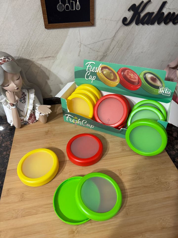 FreshCap Meyve Sebze Soğan Limon ve Domates Saklama Kabı Esnek ve Yeniden Kullanılabilir ( 3 Adet )
