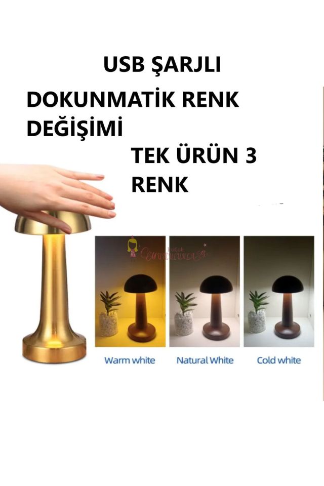 Mantar LED Lamba 3 Renkli Dekoratif Gece Lambası