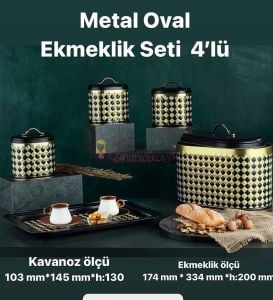 METAL OVAL EKMEKLİK SET 4LÜ