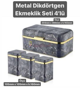 METAL DİKDÖRTGEN EKMEKLİK SET 4LÜ