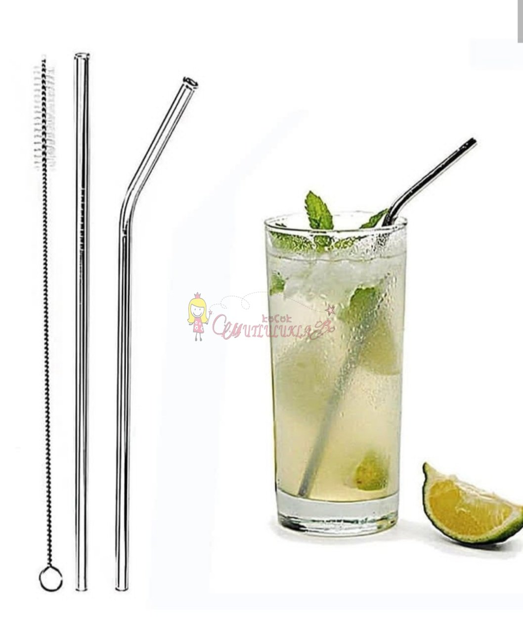 Paslanmaz Çelik Metal Pipet ve Temizleme Fırçası