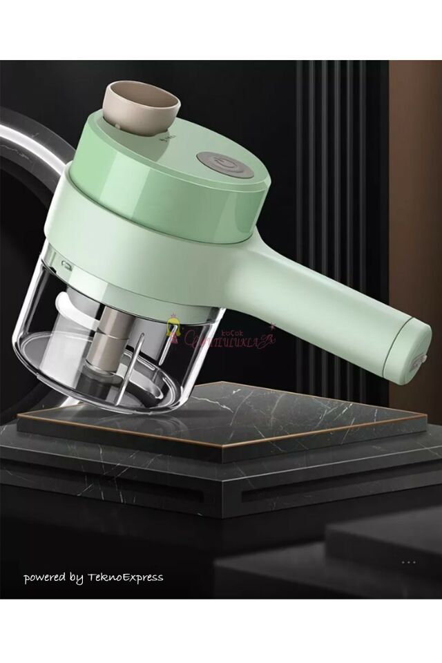 2 Hazneli Doğrayıcı Set Sebze Kesici Rondo Kablosuz Şarjlı Mutfak Robotu