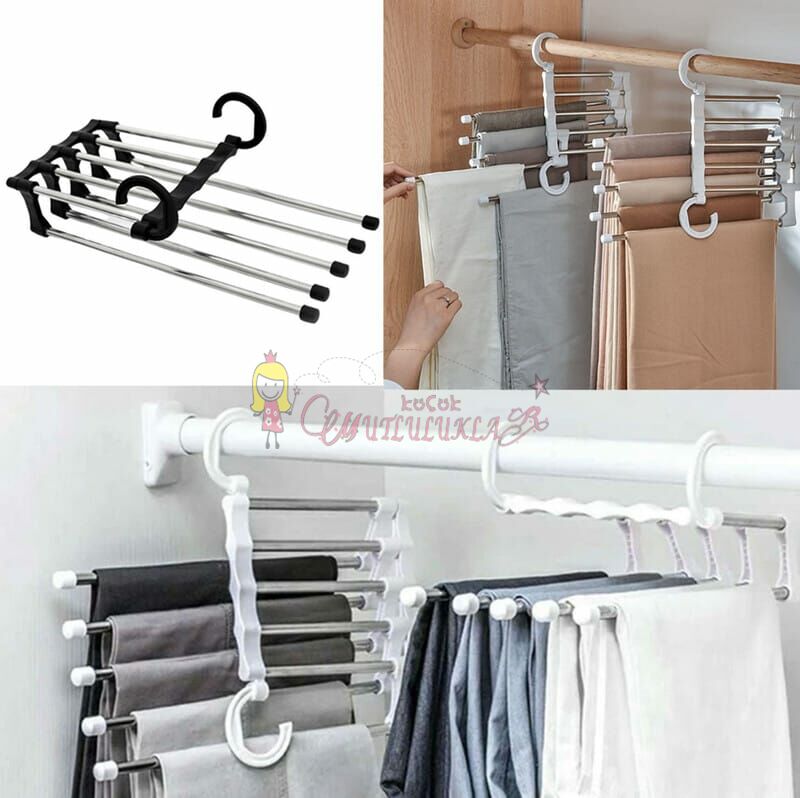 Hareketli Dolap İçi Pantolon Kravat Şal Askı Sistemi Düzenleyici Katmanlı Askılık Organizer