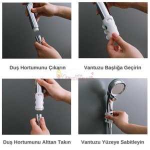 Vantuzlu Banyo Duş Başlığı Askı Tutucu Aparat