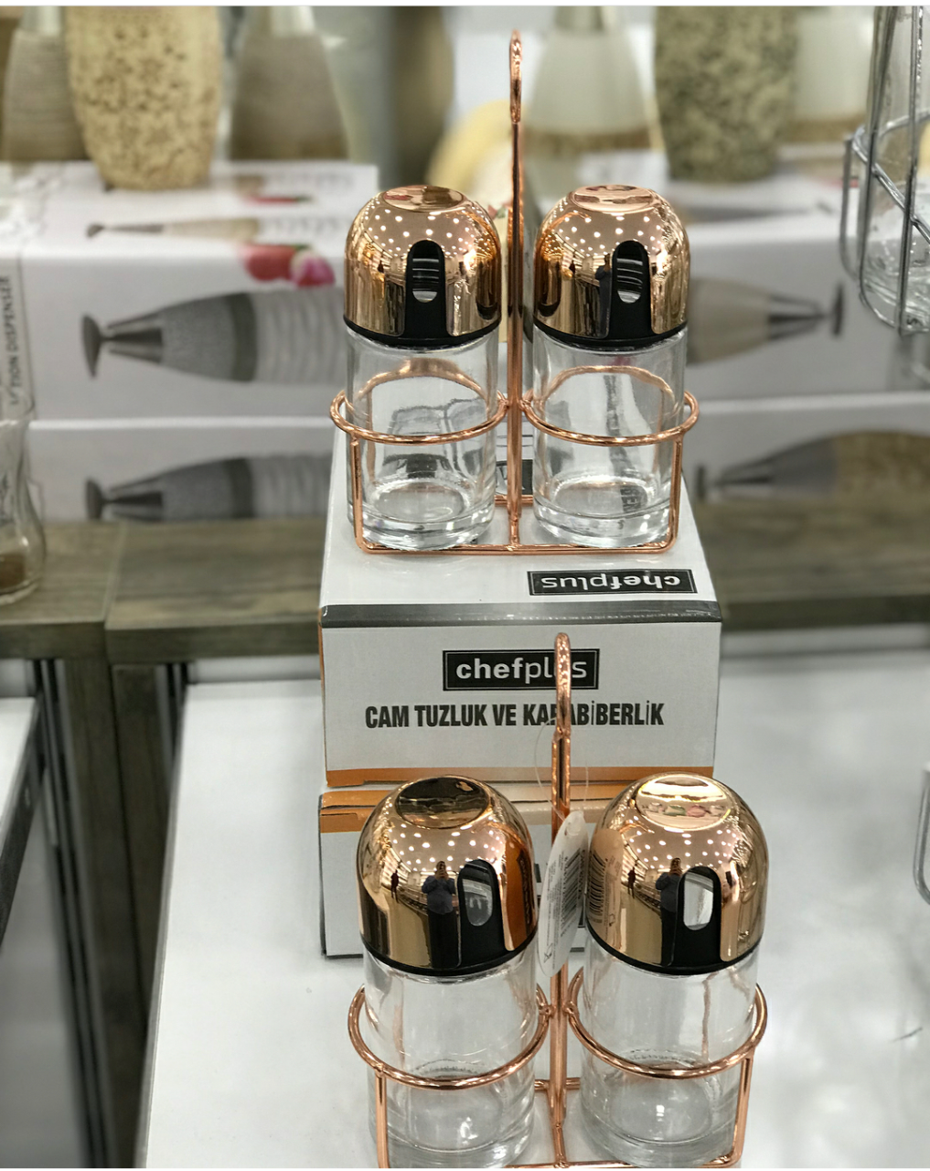 2Lİ STANDLI TUZLUK-BİBERLİK BRONZ (BAKIR )
