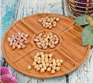 BAMBU YUVARLAK SUNUM-SERVİS TABAĞI 5 BÖLMELI