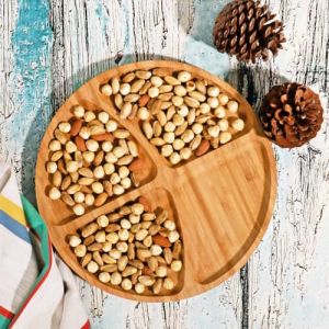 BAMBU YUVARLAK SUNUM-SERVİS TABAĞI 4 BÖLMELI