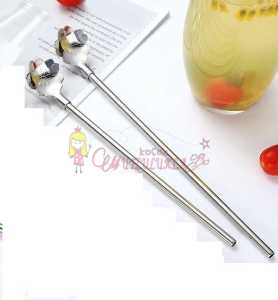 Paslanmaz Metal 2 li Kaşıklı Pipet Fırça Seti