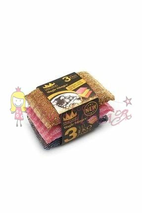 Bulaşık Ovma Süngeri 3' Lü Paket Metalik Bulaşık Teli - Telli Sünger